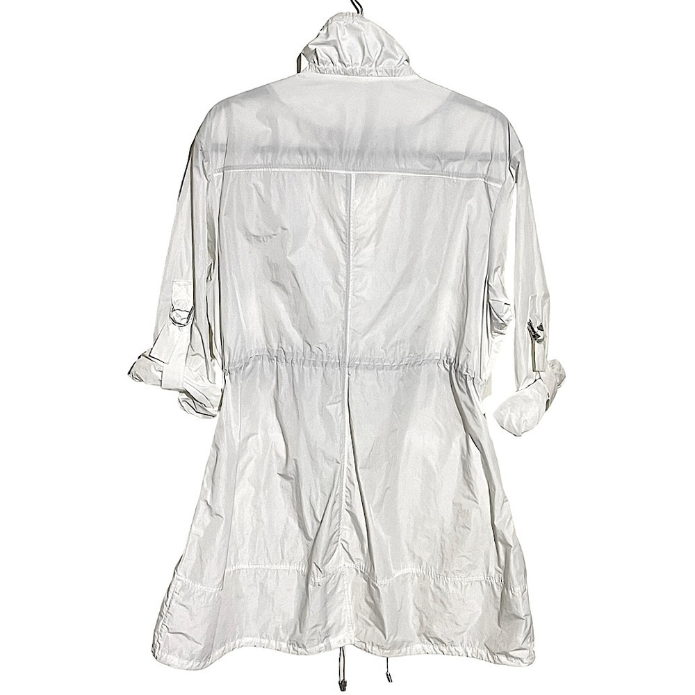 Karen Millen White Nylon Zip & Snap Front Windbreaker Rain Jacket Size 12 - Picture 3 of 8